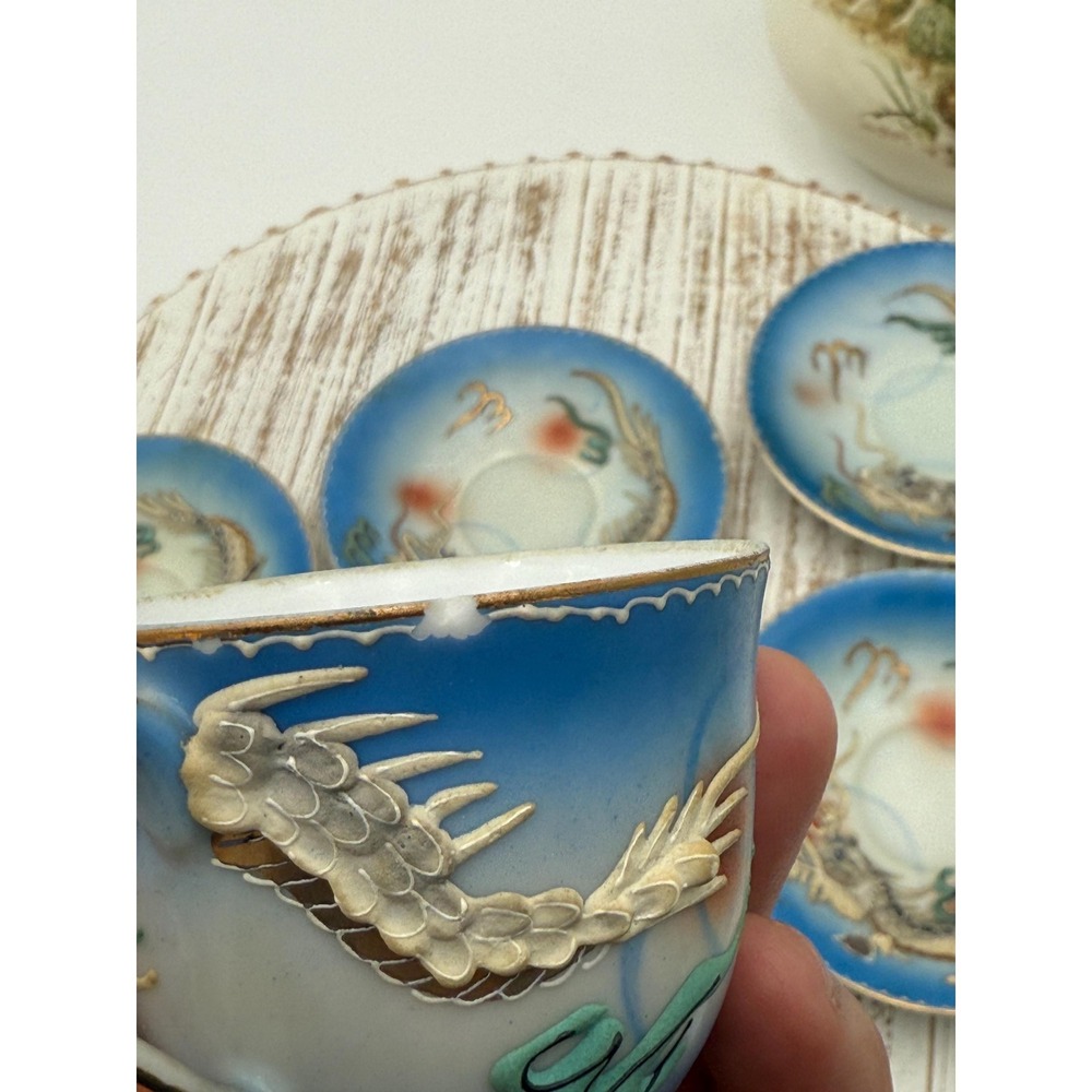 Vintage Collectible Dragonware Moriage Dragon 4 cups 5 saucers - SEE DESCRIPTION - Picture 12 of 12